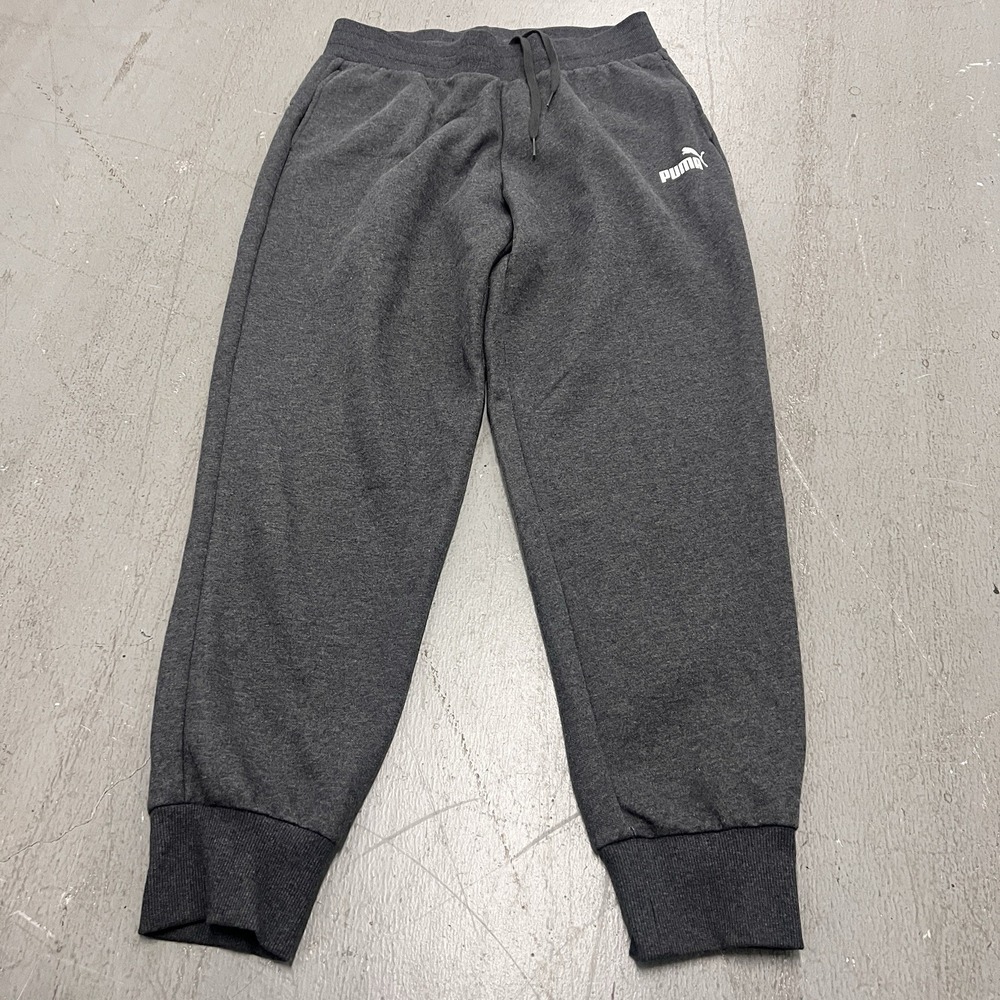 Puma Men's Medium Charcoal Gray Fleece Jogger Sweatpants Athletic Lounge Wear‎
